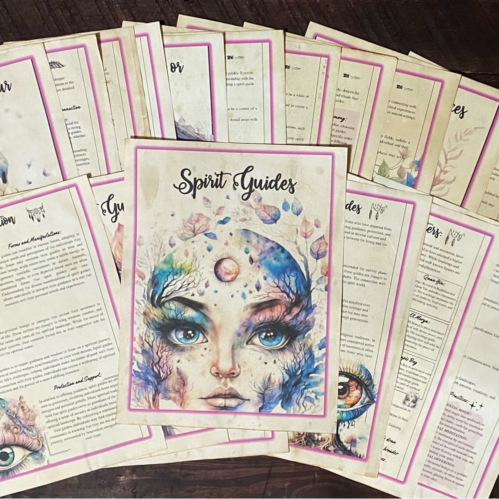 Spirit Guides 8.5 X 11” Pages for your Book of Shadows or Grimoire